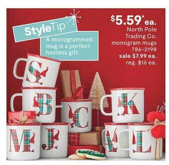 JC Penney North pole trading co. monogram mugs offer