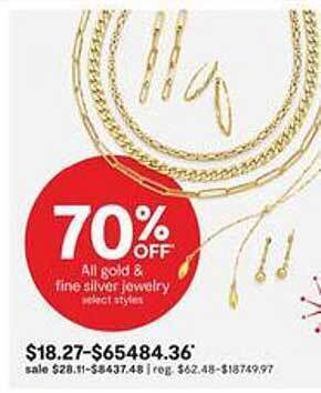 JC Penney All gold & fine silver jewelry offer