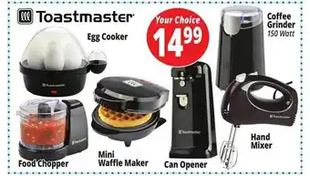 Ocean State Job Lot Toastmaster egg cooker, food chopper, mini waffle maker, can opener, coffee grinder or hand mixer offer