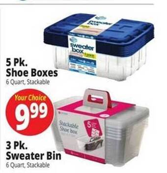 Ocean State Job Lot Shoe boxes or sweater bin offer