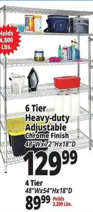 Ocean State Job Lot 6 tier heavy-duty adjustable chroe finish offer
