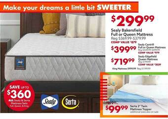 Big Lots Sealy bakersfield full or queen mattress offer