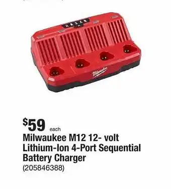 The Home Depot Milwaukee m12 12-volt lithium-ion 4-port sequential battery charger offer
