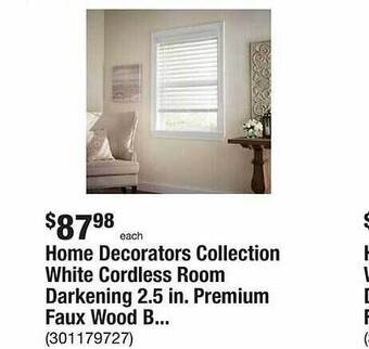The Home Depot Home decorators collection white cordless room darkening offer