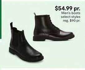 JC Penney Men's boots select styles offer
