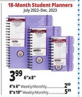 Ocean State Job Lot 18-month student planners offer