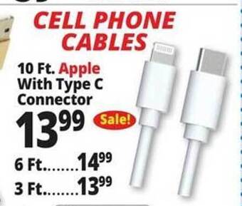 Ocean State Job Lot Cell phone cables apple with type c connector offer