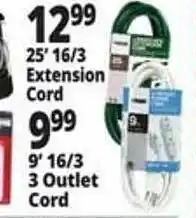 Ocean State Job Lot Extension cord or 3 outlet cord offer