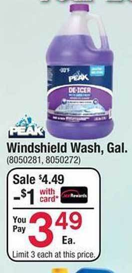 Ace Hardware Peak windshield wash, gal offer