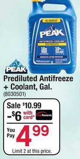 Ace Hardware Peak prediluted antifreeze + coolant offer