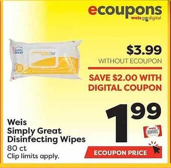 Weis Markets Weis simply great disinfecting wipes offer