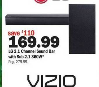 Meijer Lg 2.1 channel sound bar with sub 2.1 360w offer