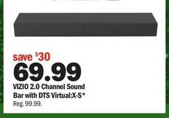 Meijer Vizio 2.0 channel sound bar with dts virtual:x-s offer