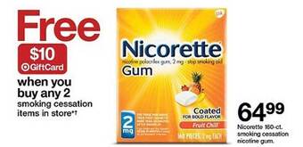 Target Nicorette smoking cessation nicotine gum offer