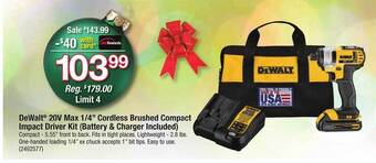 Ace Hardware Dewalt 20v max ¼ offer
