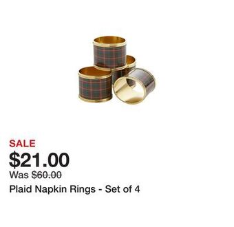 Belk Plaid napkin rings - set of 4 offer