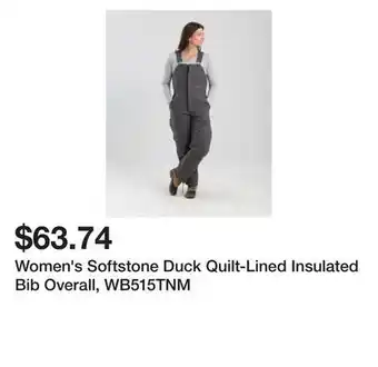 Tractor Supply Company Women's softstone duck quilt-lined insulated bib overall, wb515tnm offer