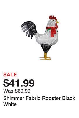 Tractor Supply Company Shimmer fabric rooster black white offer