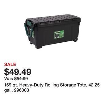 Tractor Supply Company 169 qt. heavy-duty rolling storage tote, 42.25 gal., 296003 offer