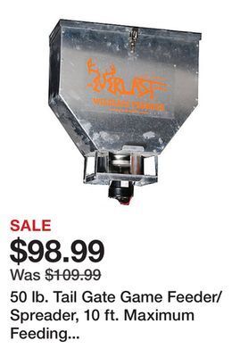 Tractor Supply Company 50 lb. tail gate game feeder/spreader, 10 ft. maximum feeding distance, 15 ft. casting range offer