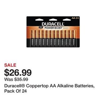 Office Depot Duracell® coppertop aa alkaline batteries, pack of 24 offer