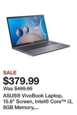 Office Depot Asus® vivobook laptop, 15.6" screen, intel® core™ i3, 8gb memory, 128gb solid state drive, windows® 11, f515ea-os33 offer