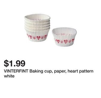 Ikea Vinterfint baking cup, paper, heart pattern white offer