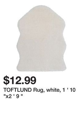 Ikea Toftlund rug, white, 1 ' 10 "x2 ' 9 " offer