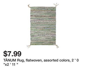 Ikea Tånum rug, flatwoven, assorted colors, 2 ' 0 "x2 ' 11 " offer