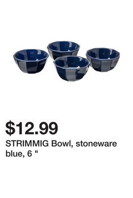 Ikea Strimmig bowl, stoneware blue, 6 " offer