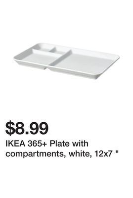 Ikea Ikea 365+ plate with compartments, white, 12x7 " offer