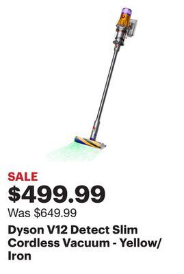 Best Buy Dyson v12 detect slim cordless vacuum - yellow/iron offer