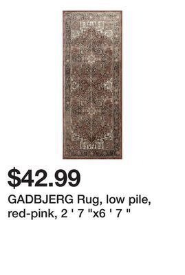 Ikea Gadbjerg rug, low pile, red-pink, 2 ' 7 "x6 ' 7 " offer