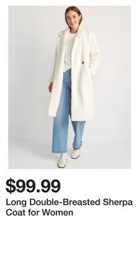 Old Navy Long double-breasted sherpa coat for women offer