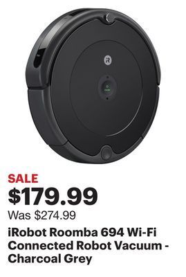 Best Buy Irobot roomba 694 wi-fi connected robot vacuum - charcoal grey offer