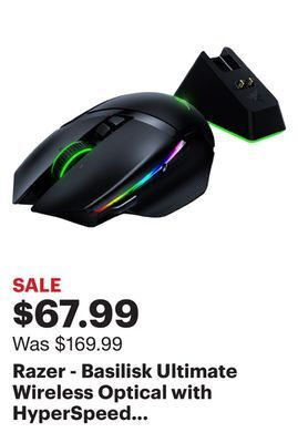 Best Buy Razer - basilisk ultimate wireless optical with hyperspeed technology and charging dock gaming mouse - black offer