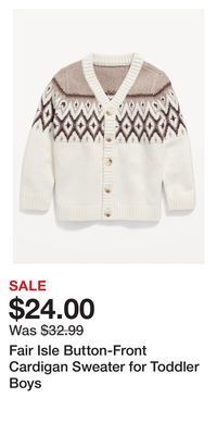 Old Navy Fair isle button-front cardigan sweater for toddler boys offer