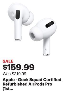 Best Buy Apple - geek squad certified refurbished airpods pro (1st generation) with magsafe charging case - white offer