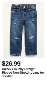 Old Navy Unisex slouchy straight ripped non-stretch jeans for toddler offer