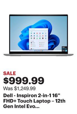 Best Buy Dell - inspiron 2-in-1 16" fhd+ touch laptop – 12th gen intel evo i7 – 16gb memory – 512gb ssd - platinum silver offer