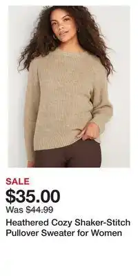Old Navy Heathered cozy shaker-stitch pullover sweater for women offer