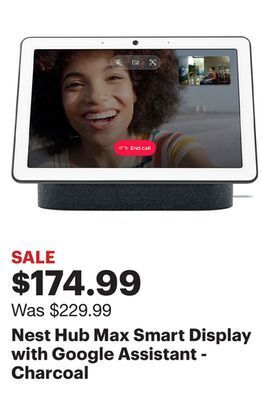 Best Buy Nest hub max smart display with google assistant - charcoal offer