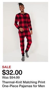 Old Navy Thermal-knit matching print one-piece pajamas for men offer