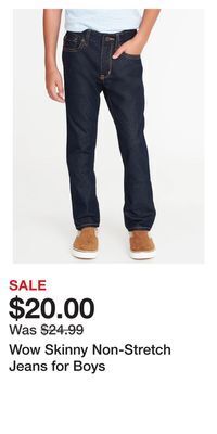 Old Navy Wow skinny non-stretch jeans for boys offer