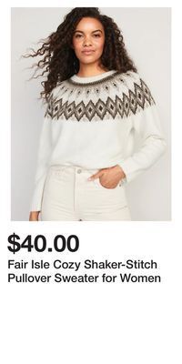 Old Navy Fair isle cozy shaker-stitch pullover sweater for women offer