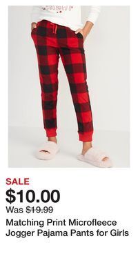 Old Navy Matching print microfleece jogger pajama pants for girls offer