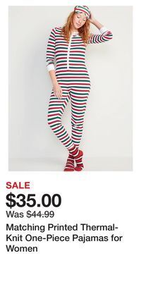 Old Navy Matching printed thermal-knit one-piece pajamas for women offer