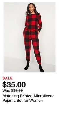 Old Navy Matching printed microfleece pajama set for women offer