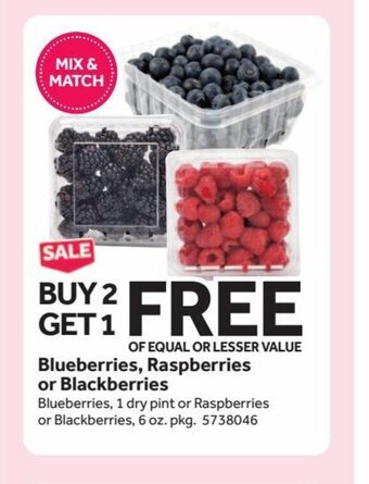 Stop&Shop Blueberries, Raspberries or Blackberries offer