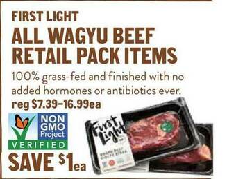 New Seasons Market First Light All Wagyu Beef Retail Pack Items offer